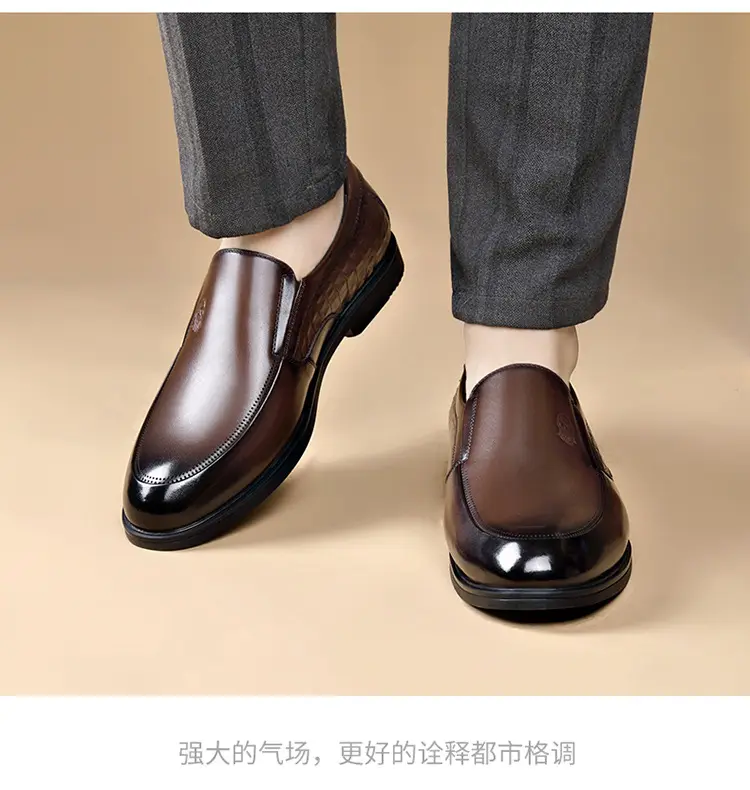 Men's human head, leather casual wedding shoes, crocodile print, genuine leather, cowhide — chobi 23