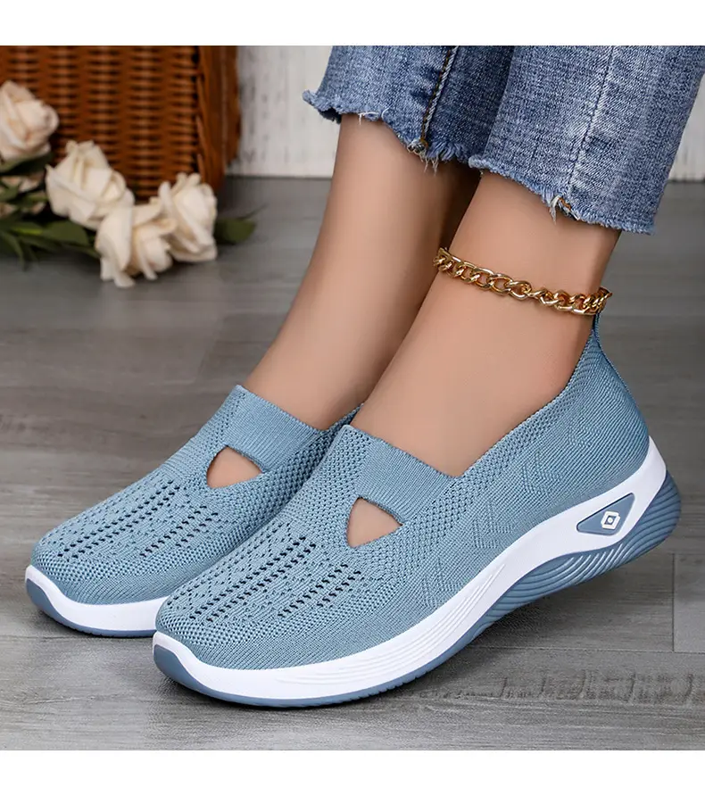 (Cross-border trading), breathable lightweight casual footwear, comfortable shoes made of mesh low-cut, plus size, made with flyknit technology, women — chobi 23