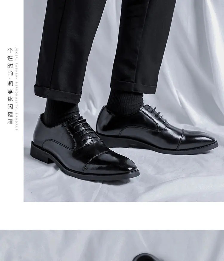 Three-knot men's leather shoes business casual dress men's shoes British supers shoes male groom wedding shoes 8038-r — chobi 10