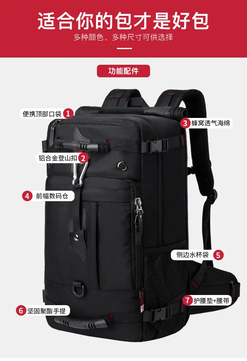 Backpack, capacious luggage universal travel bag for hiking, oxford cloth — chobi 9