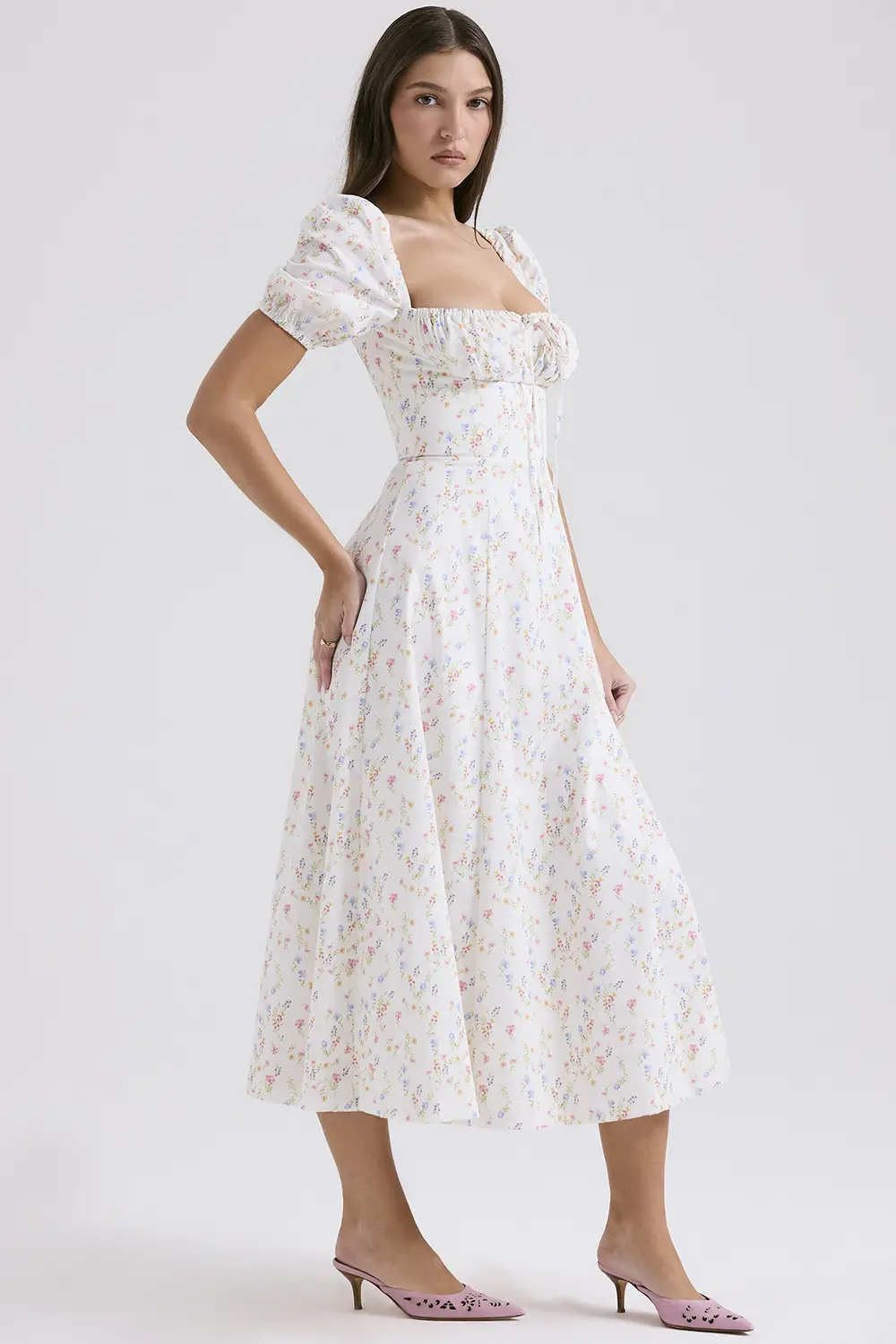 Elegant fashionable dress, skirt, high-quality style, french style, lifting effect, floral print — chobi 16