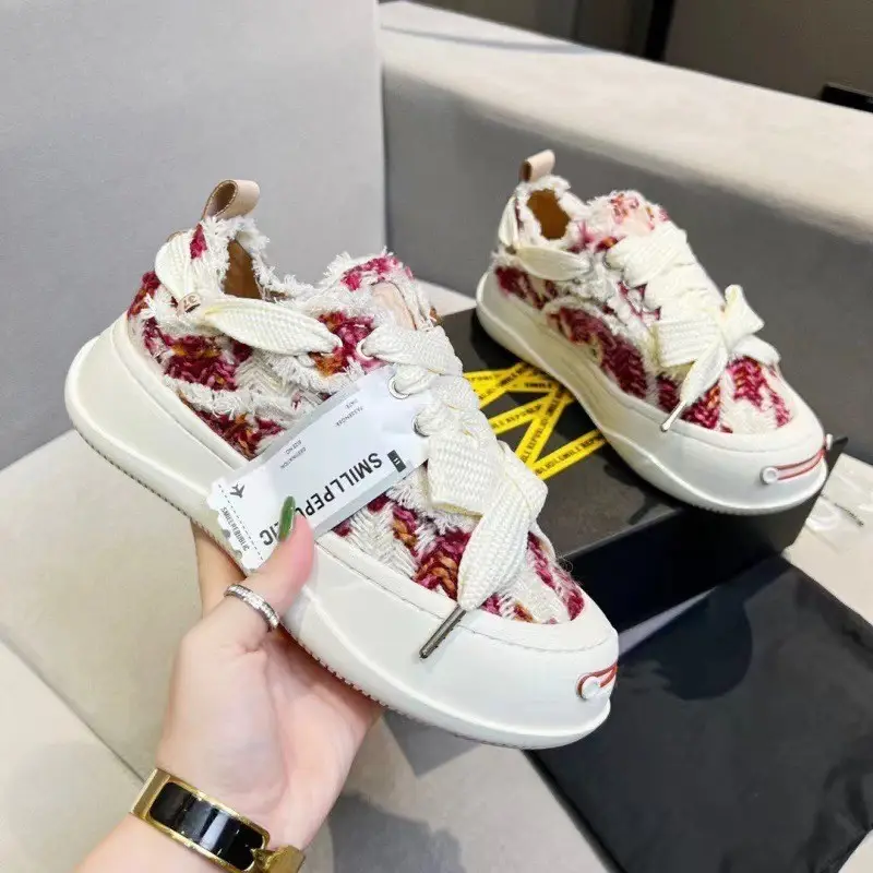 Open Smile Canvas Shoes 2.0 Zhao Lusi Tanjian Same Shoes Men and Women's Thick Poor Shoes Smile Face Shoes Half Drag the Move Shoes — chobi 7