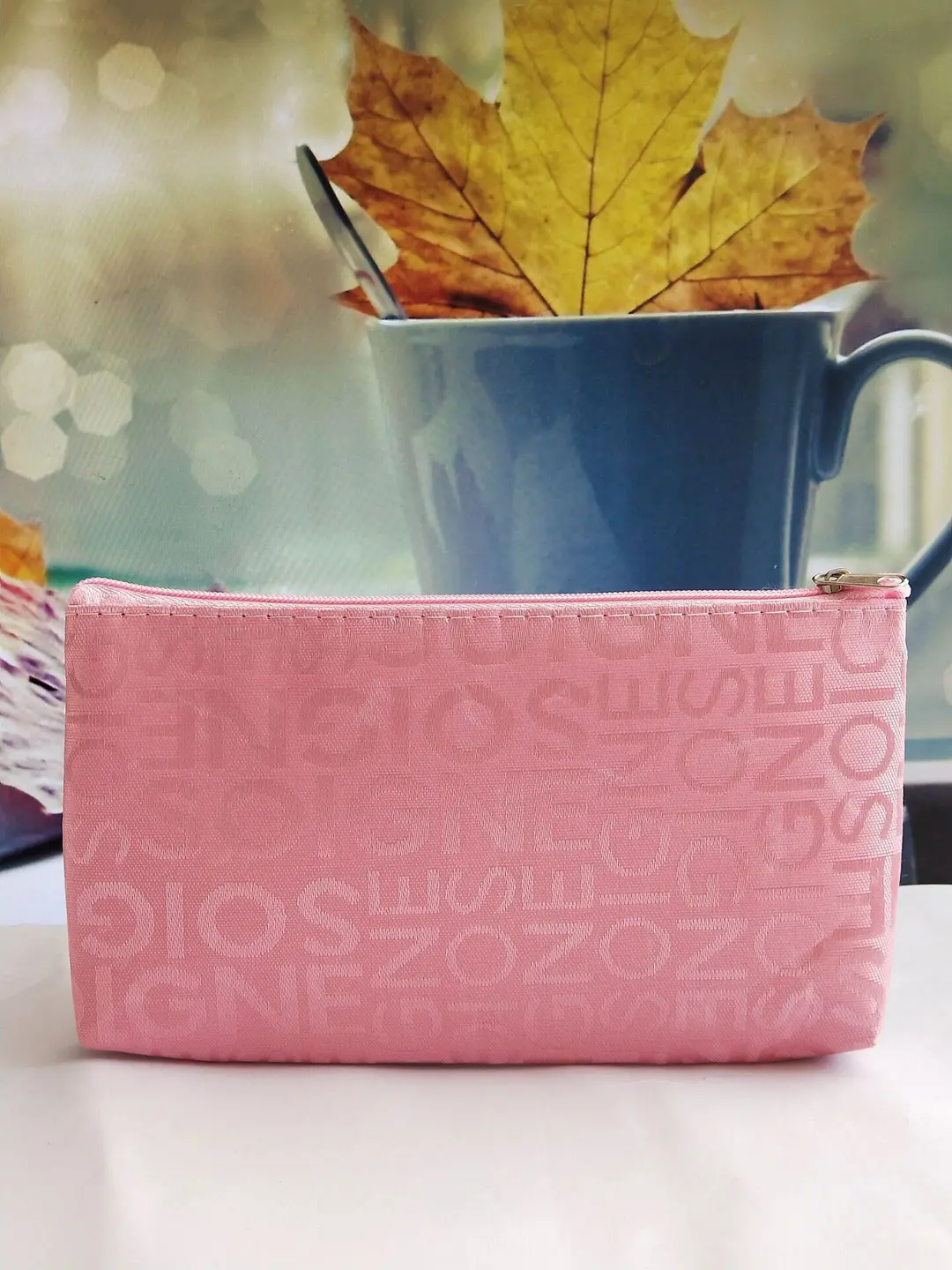 Korean style casual bag letter jacquard cosmetic bag horizontal style square hand cosmetic bag toiletry bag for women — chobi 11