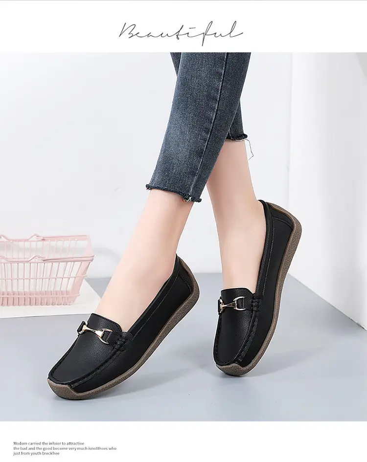 Comfortable universal “mom shoes” for summer and autumn, non-slip loafers wedge heel for work and office, non-slip sole, work shoes — chobi 29