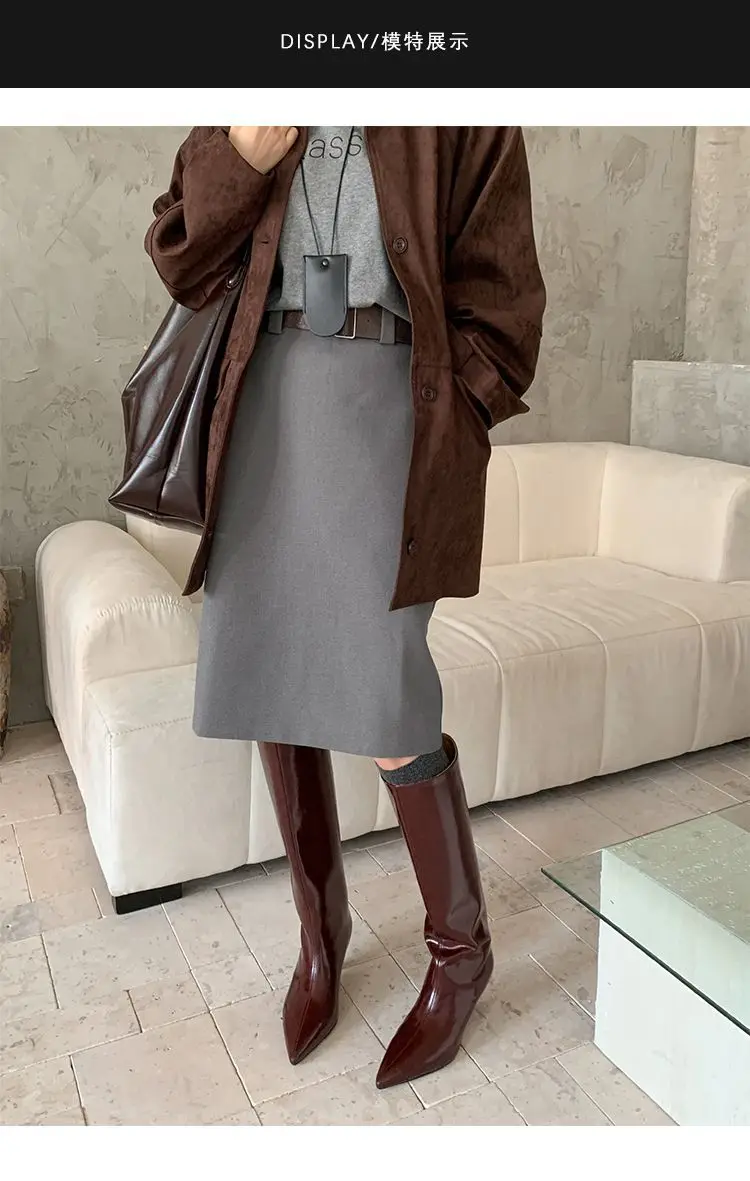 Demi-season fashionable universal high boots pointed-toe, 2026 years, suitable for outdoor wear, western style — chobi 11