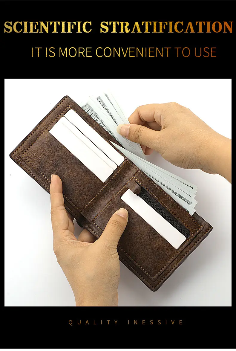 (Wholesale), men's short retro wallet for students, with your logo imprint, (Physicals) — chobi 12