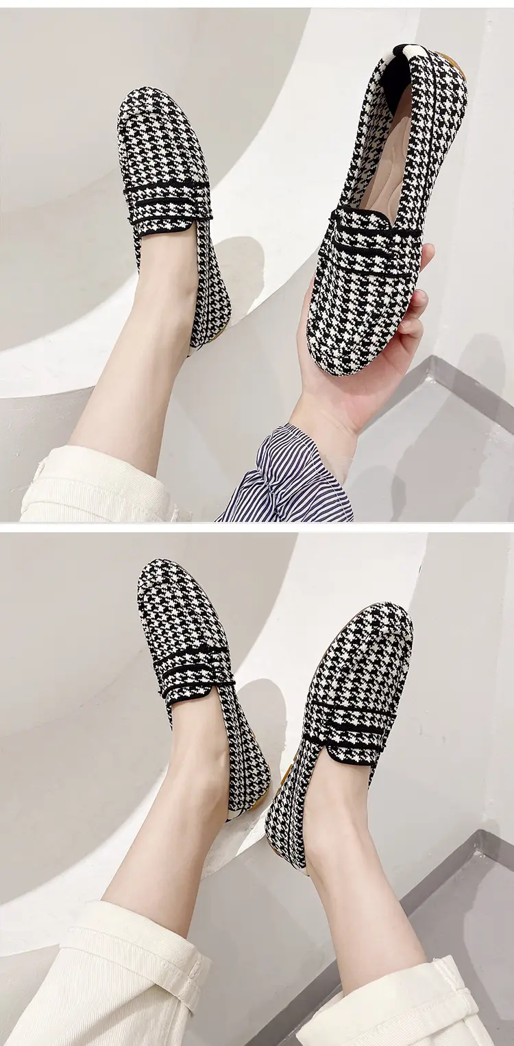 (Cross-border trading), knitted woven shoes, casual loafers, Collection Year 2025, round toe, non-slip sole — chobi 19