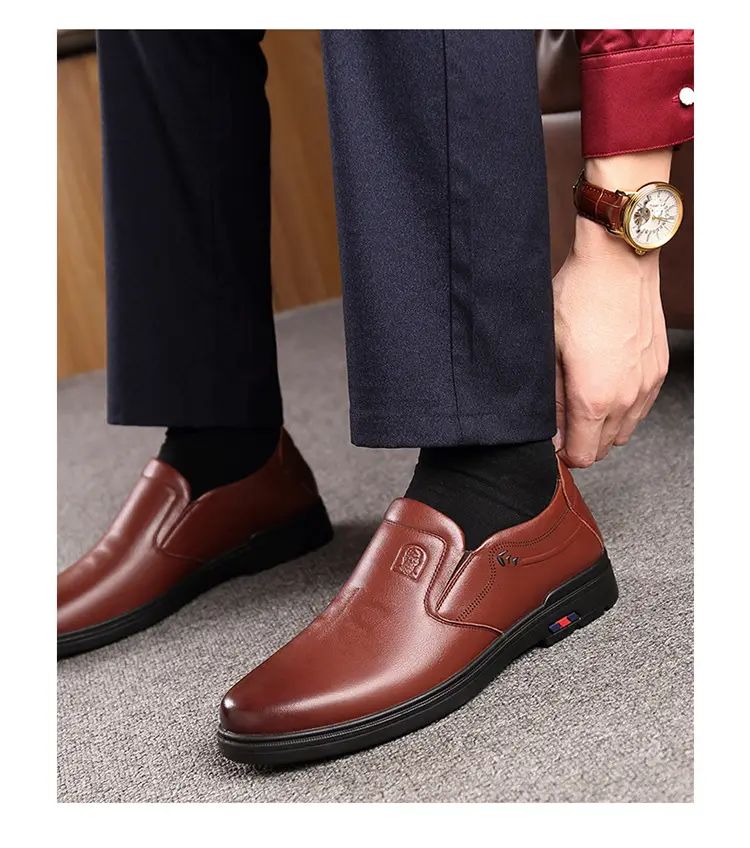 Men's comfortable human head, shoes made of soft leather, breathable loafers, cowhide, soft sole — chobi 19