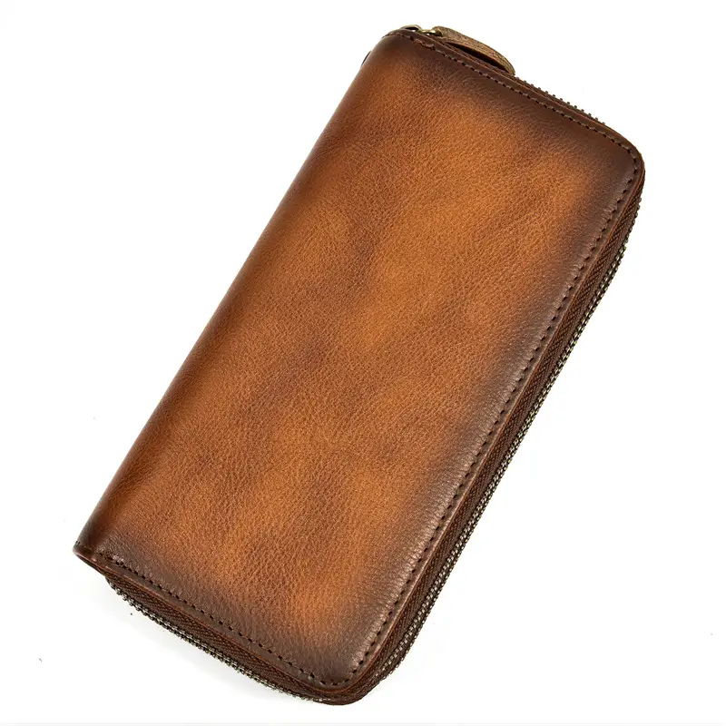 Leather long wallet with zipper, genuine leather — chobi 19