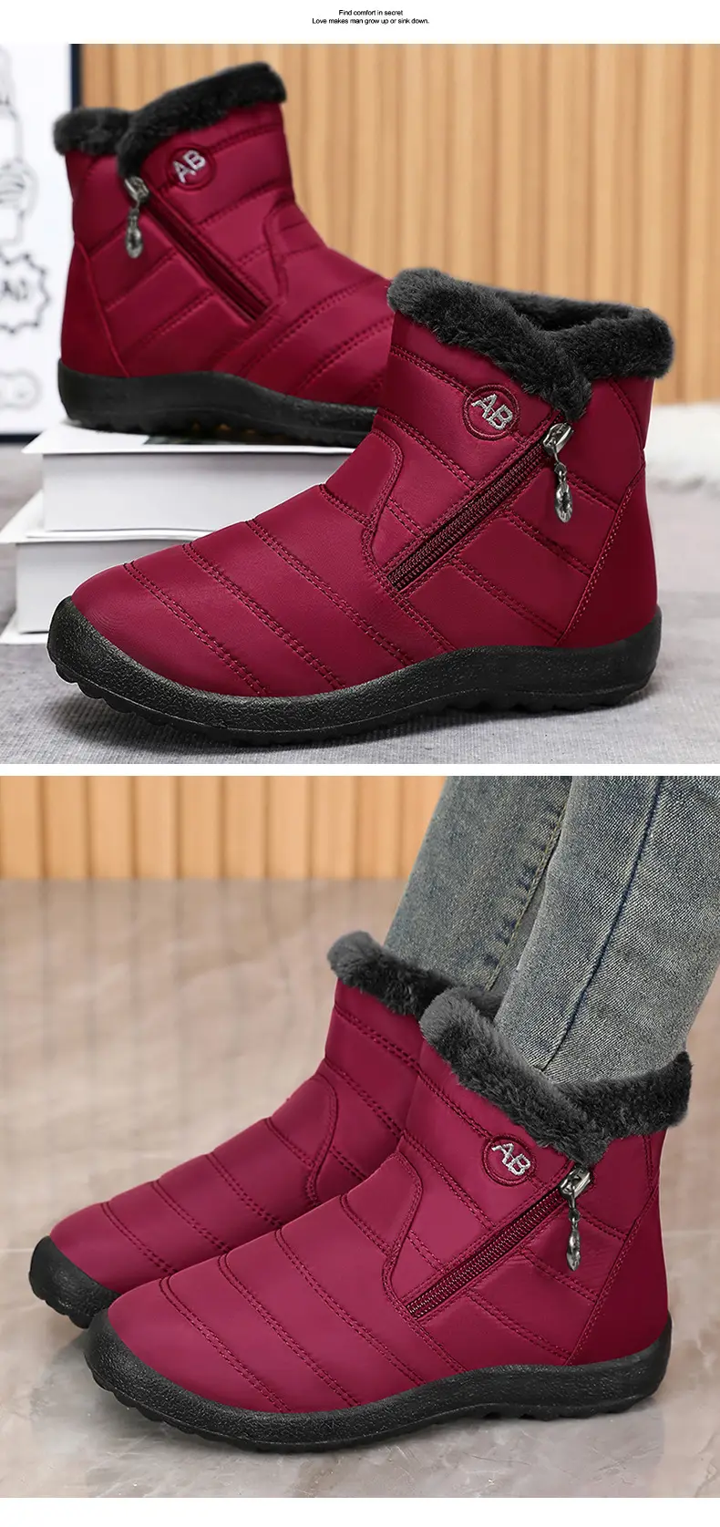Cross-border large size women's shoes cotton shoes foreign trade polyurethane long cotton boots plus velvet thickening warm high top women's boots sno — chobi 21
