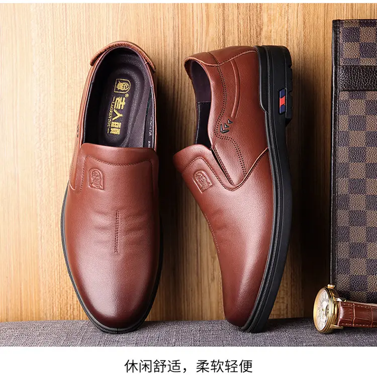 Men's comfortable human head, shoes made of soft leather, breathable loafers, cowhide, soft sole — chobi 17