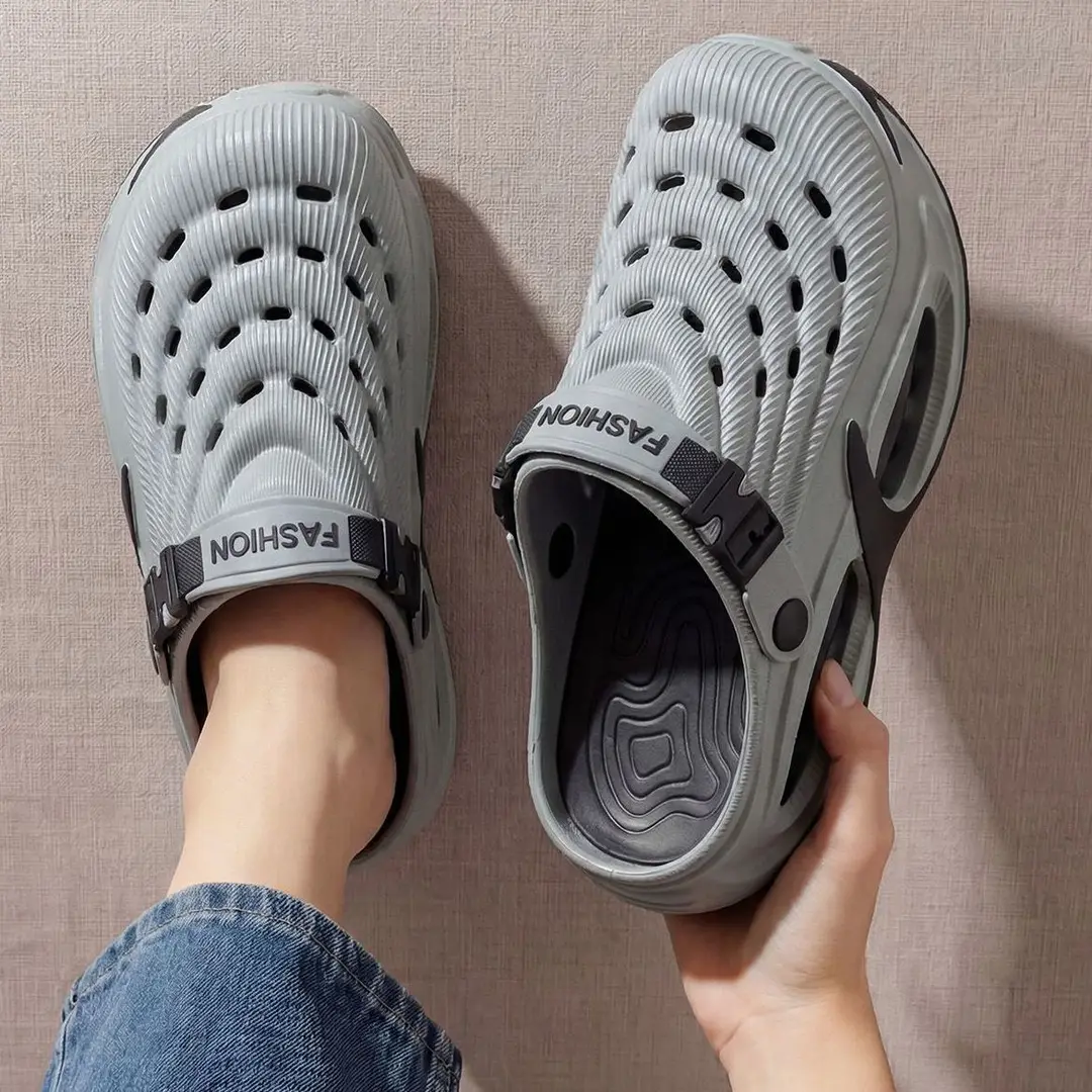 Crocs-style slippers, fashionable beach non-slip sports sandals, wear-resistant mule, men's slippers, summer 2026, suitable for outdoor wear, antibact — chobi 4