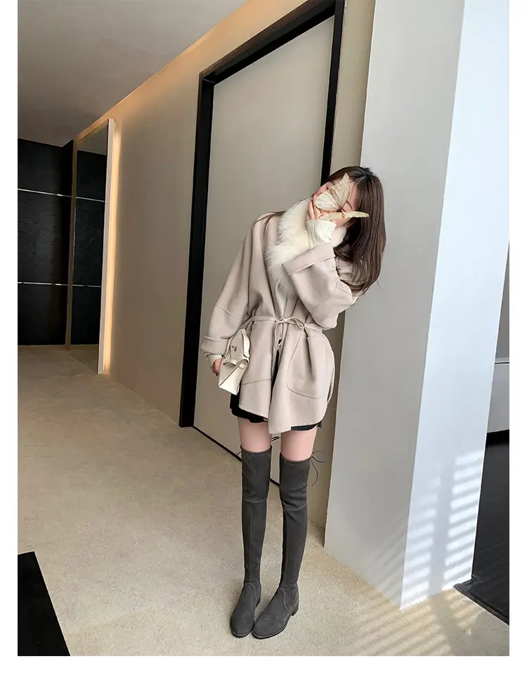 Elastic high boots flat, Collection Year 2024, wide stable heel, round toe, visually slimming — chobi 36