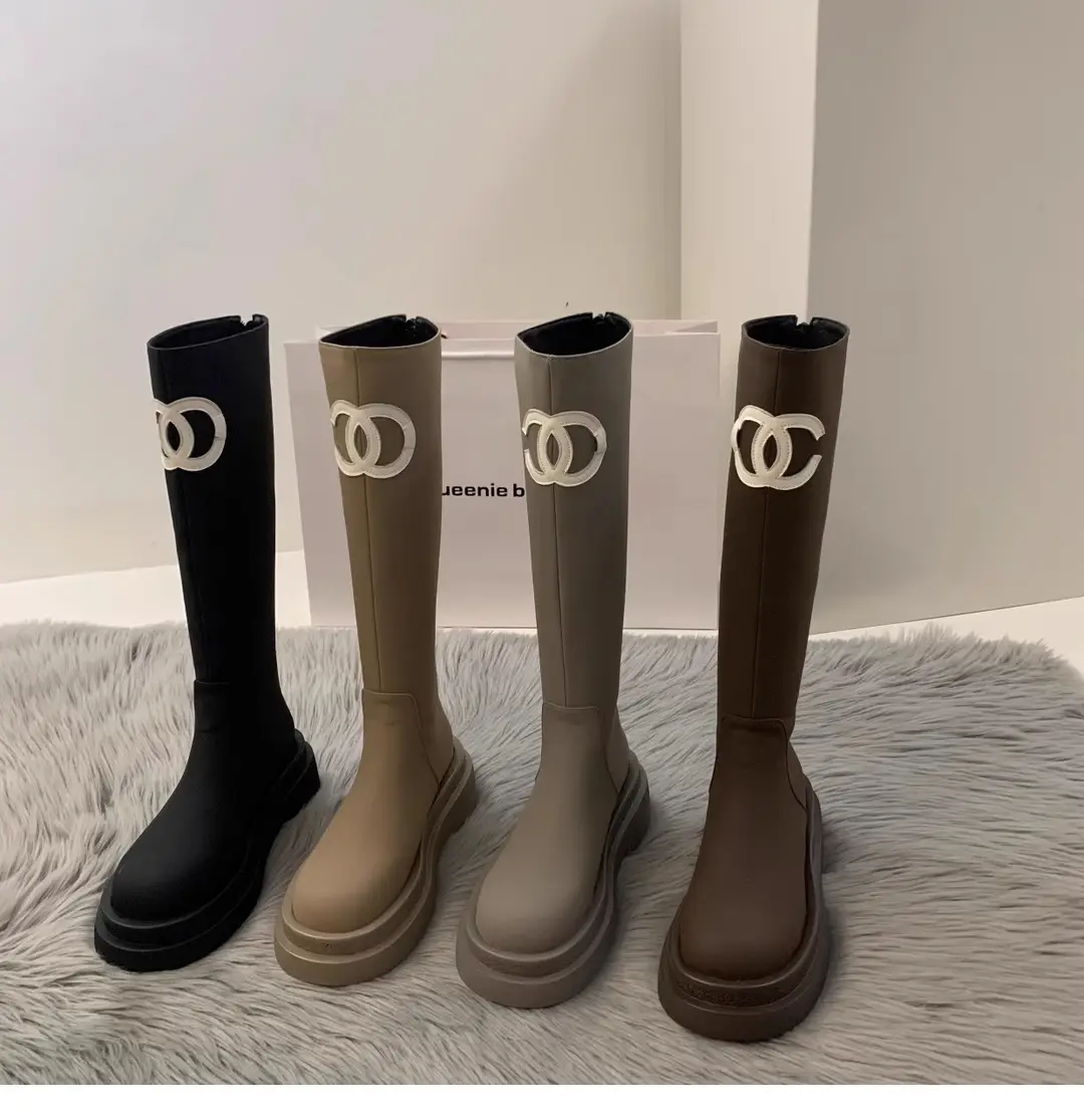 Autumn high boots platform, trend of season, Chanel style, for teenagers — chobi 1