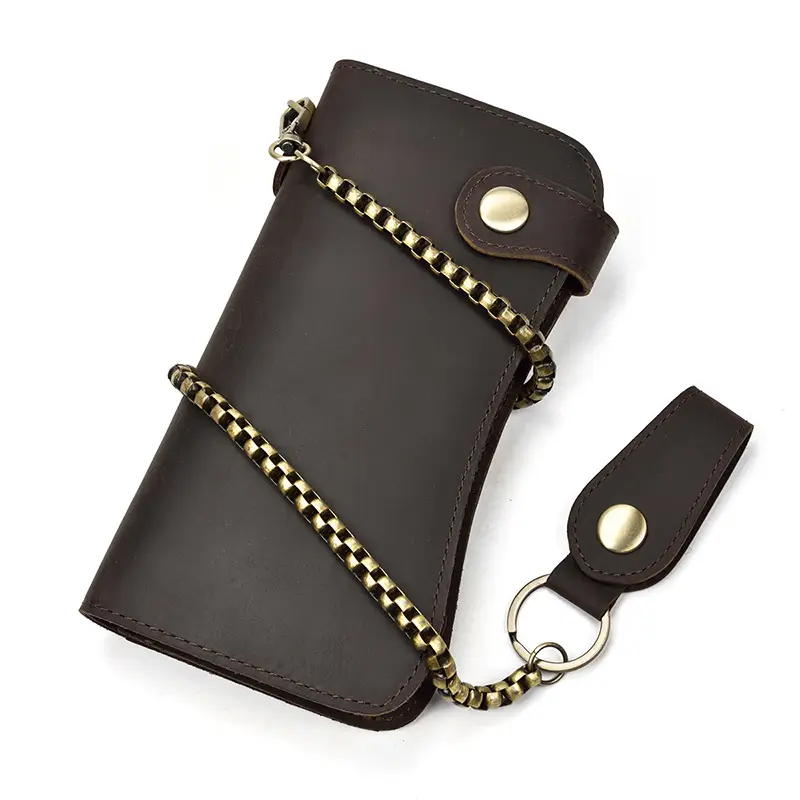 Leather long wallet with zipper, genuine leather — chobi 9