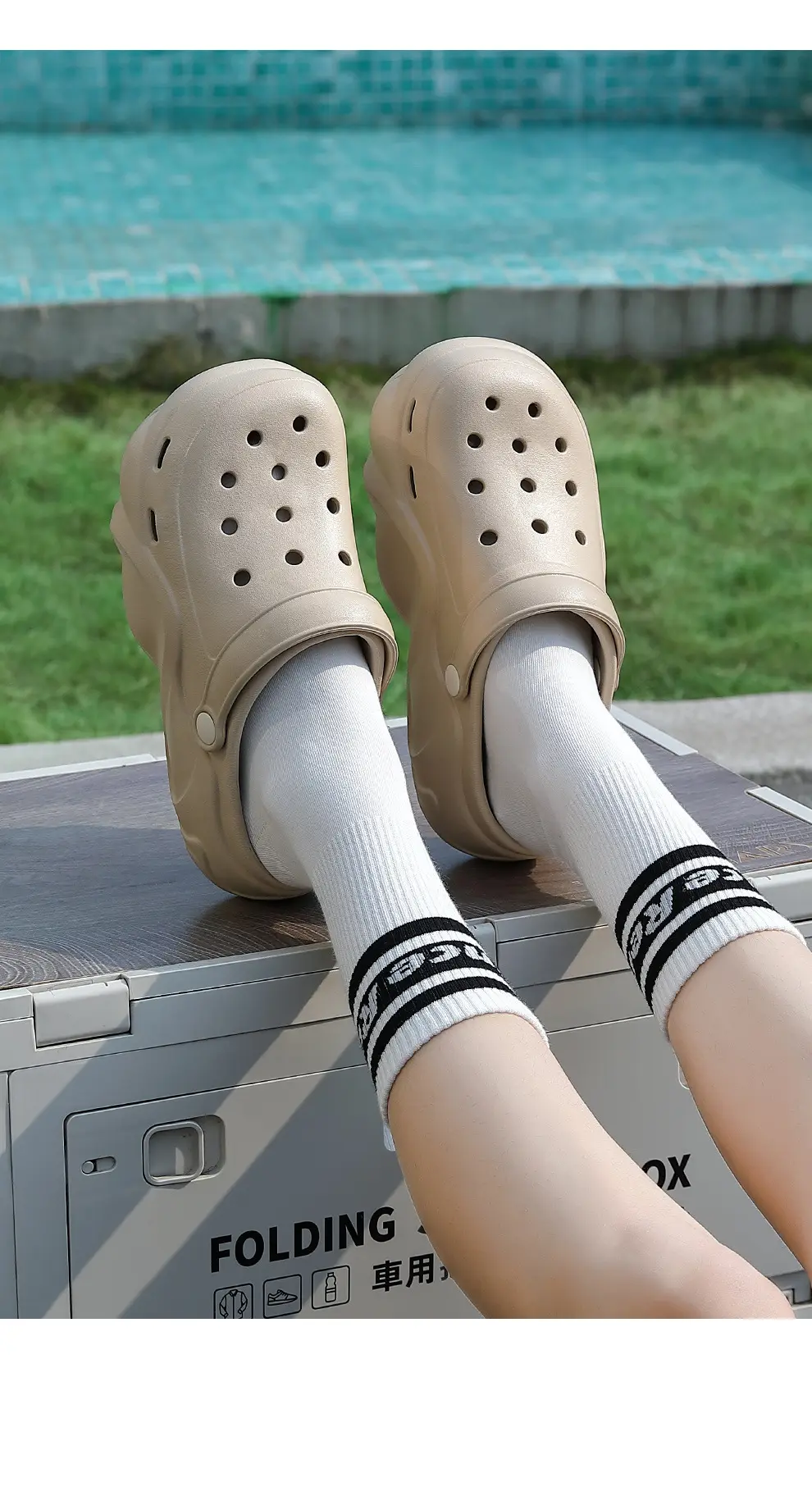 (Wholesale), fashionable Crocs-style slippers platform, cute sandals, beach women's slippers, women's style, suitable for outdoor wear, closed toe — chobi 13