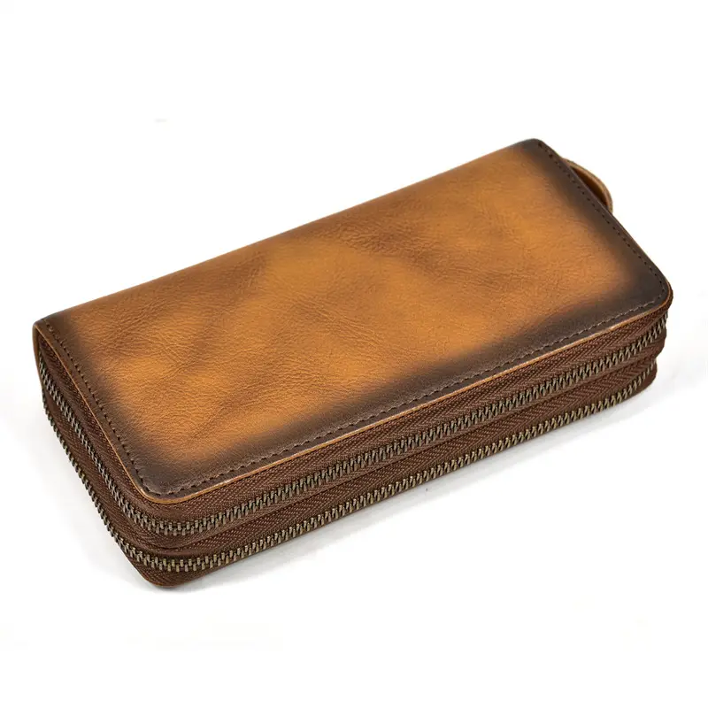 Leather long wallet with zipper, genuine leather — chobi 31