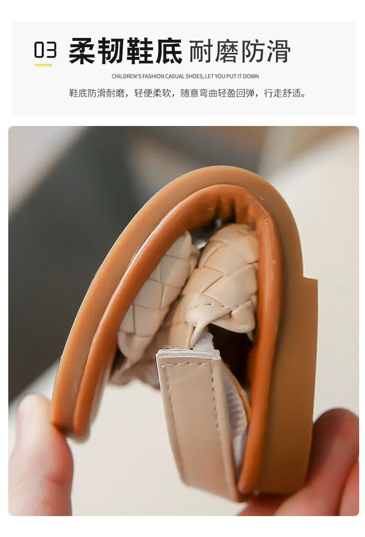 Summer children's beach woven fashionable sandals open toe, spring 2026 collection, Korean style, soft sole, princess style — chobi 4