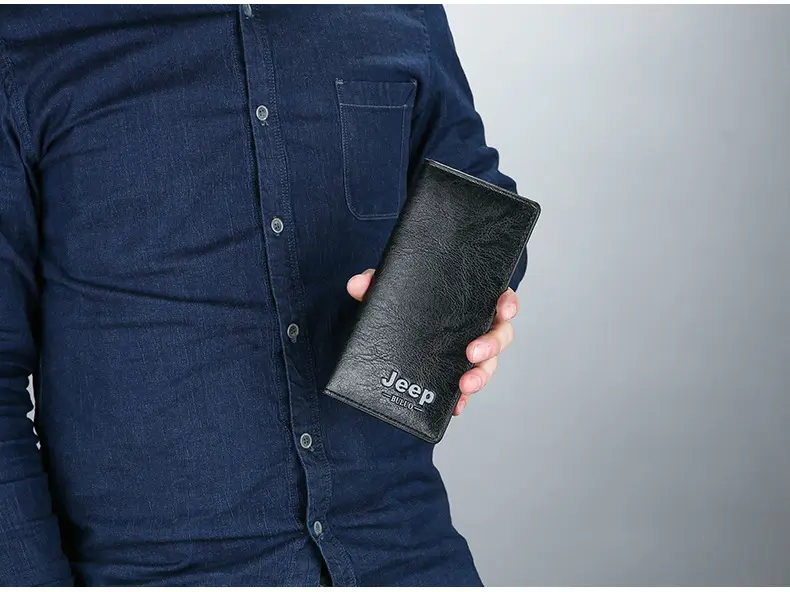(Cross-border trading), jeep, men's long wallet, card holder, retro solid color bag — chobi 24