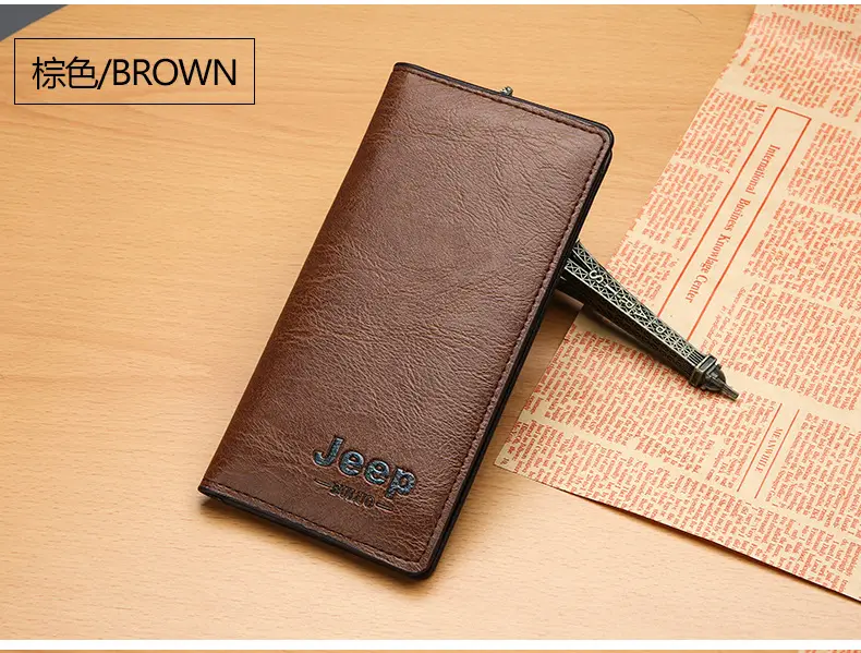 (Cross-border trading), jeep, men's long wallet, card holder, retro solid color bag — chobi 28