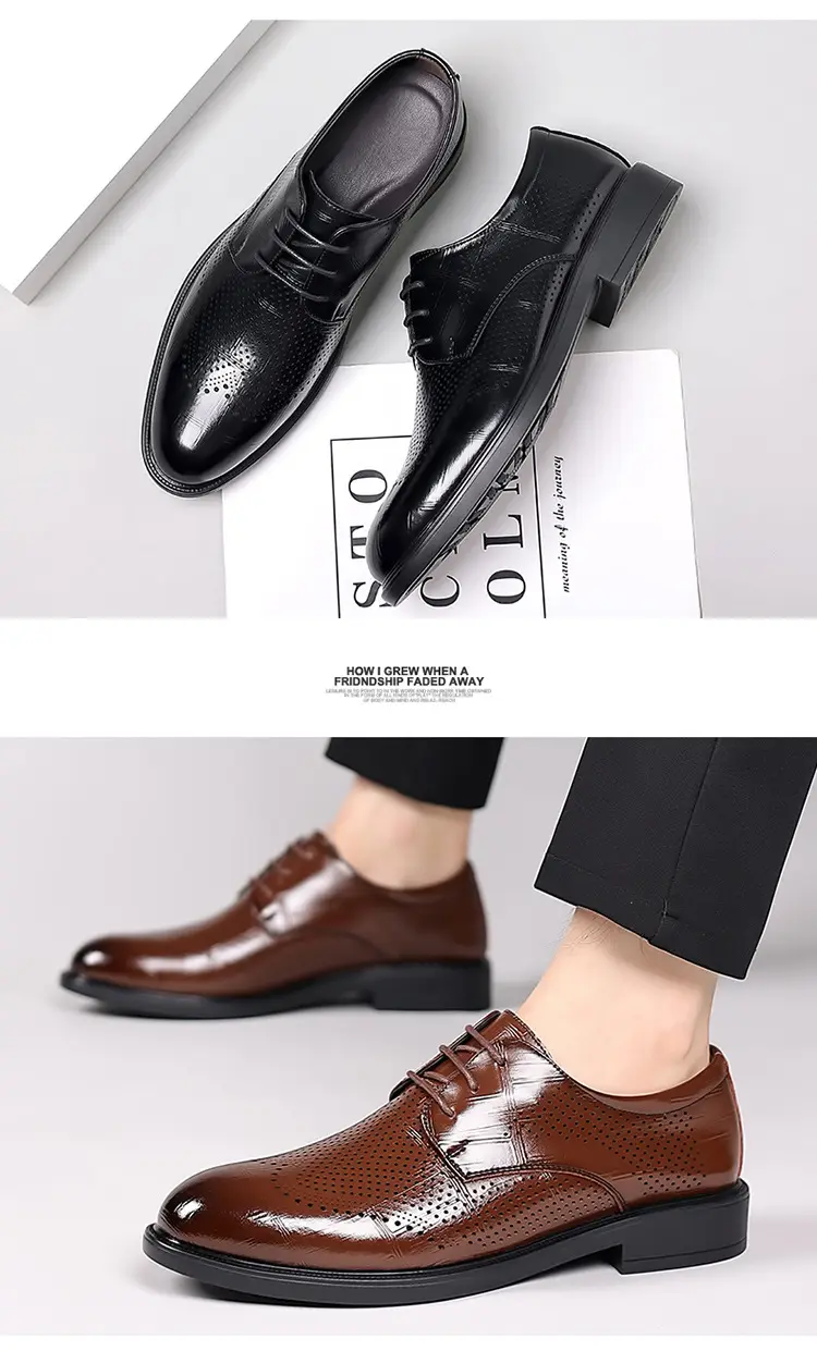 Men's autumn classic suit jacket English style, shoes pointed-toe for leisure, soft sole, genuine leather — chobi 27
