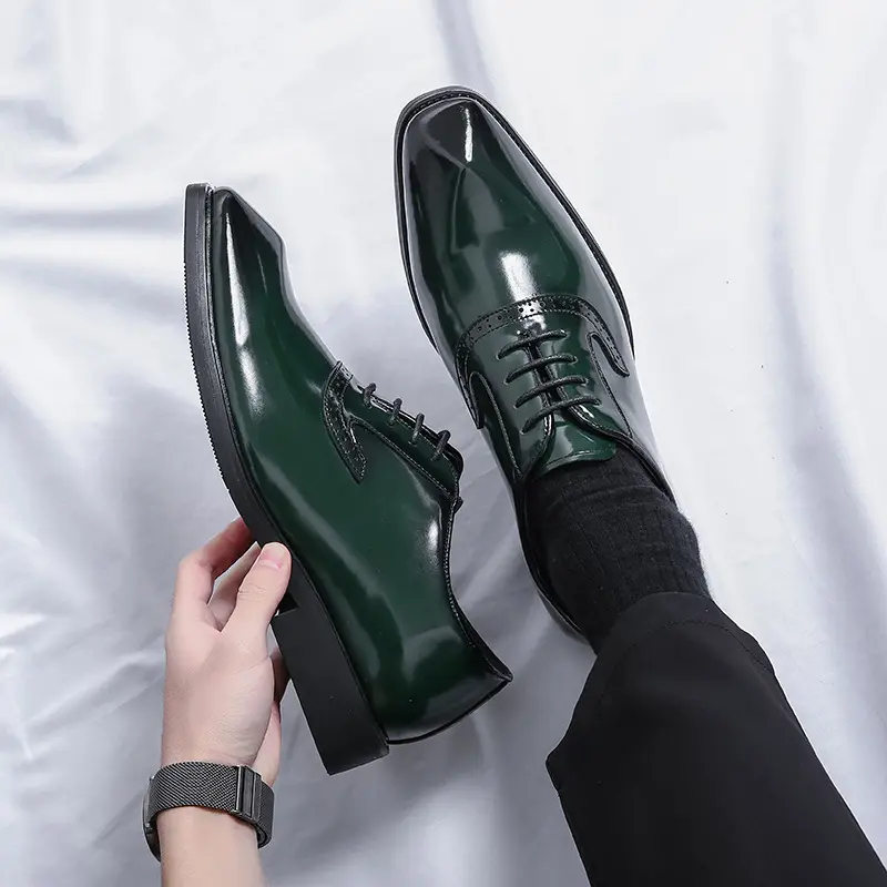 (Cross-border trading), men's glossy green shoes English style, British style, Korean style — chobi 1