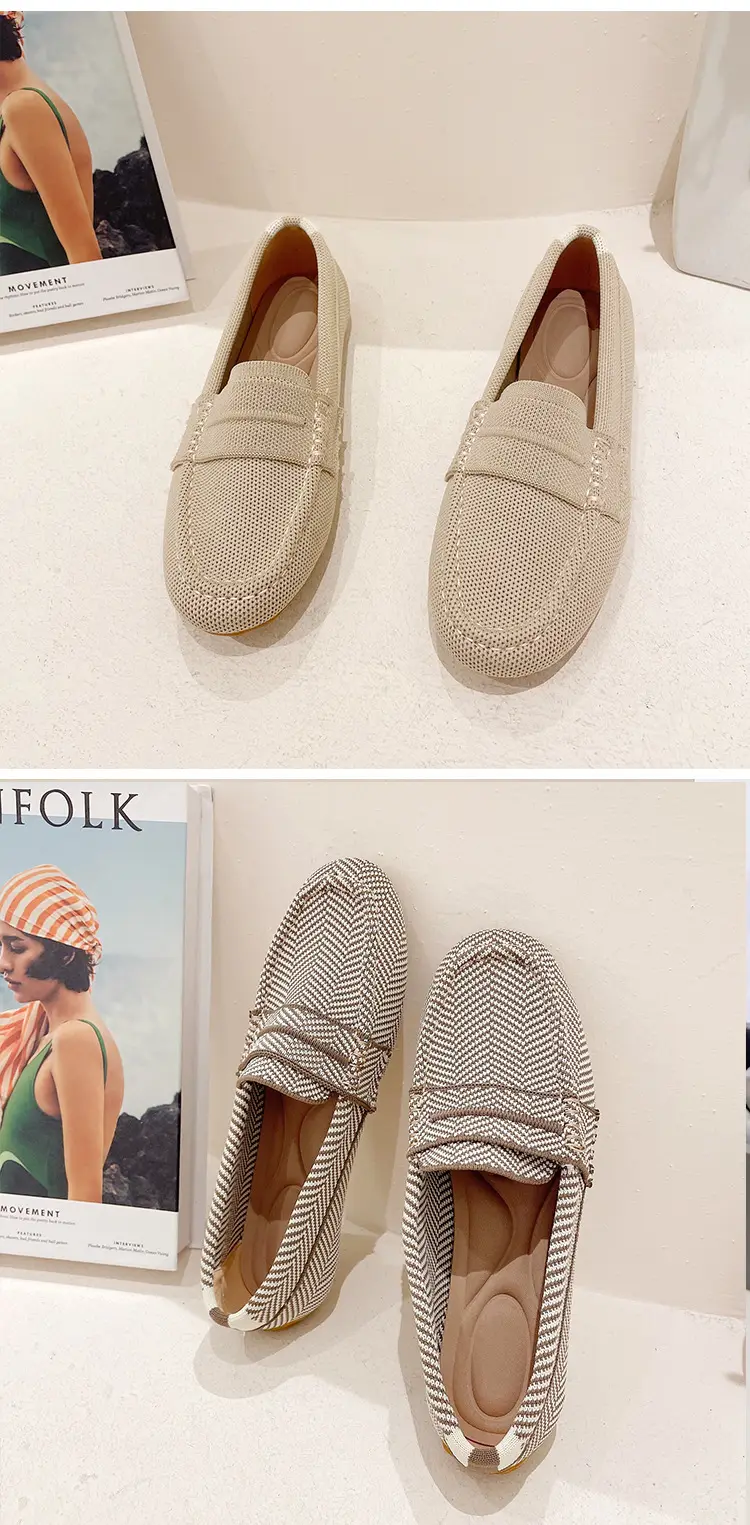 (Cross-border trading), knitted woven shoes, casual loafers, Collection Year 2025, round toe, non-slip sole — chobi 31