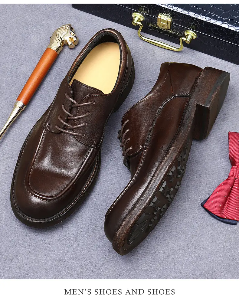 [vip spot] Light luxury Goodyear handmade shoes men's shoes cowhide leather sole genuine leather trendy business shoes British style — chobi 7