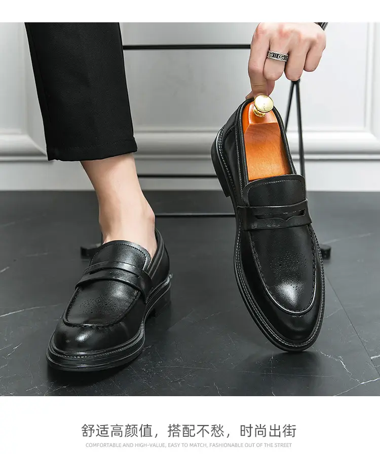 Shoes pointed-toe, men's casual classic suit jacket English style, 2023, British style, soft sole, non-slip sole — chobi 18