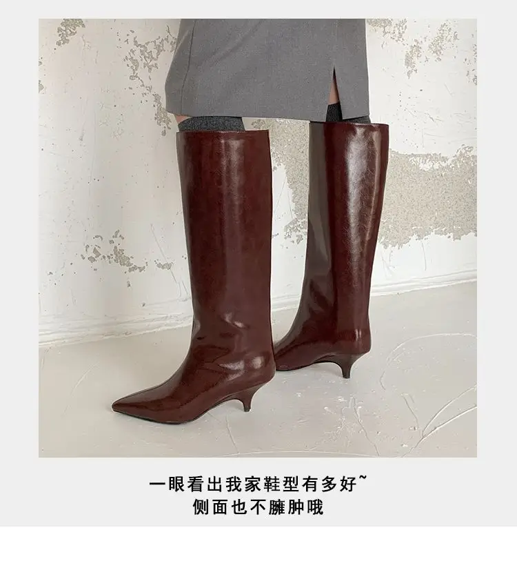 Demi-season fashionable universal high boots pointed-toe, 2026 years, suitable for outdoor wear, western style — chobi 5