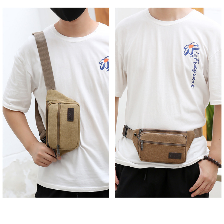 (Cross-border trading), men's cloth multicoloured belt bag, wear-resistant chest bag, travel shoulder bag, casual wallet, increased thickness — chobi 26
