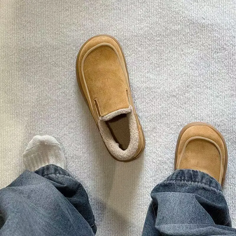 Demi-season keep warm Beijing cloth slippers flat, insulated loafers — chobi 2