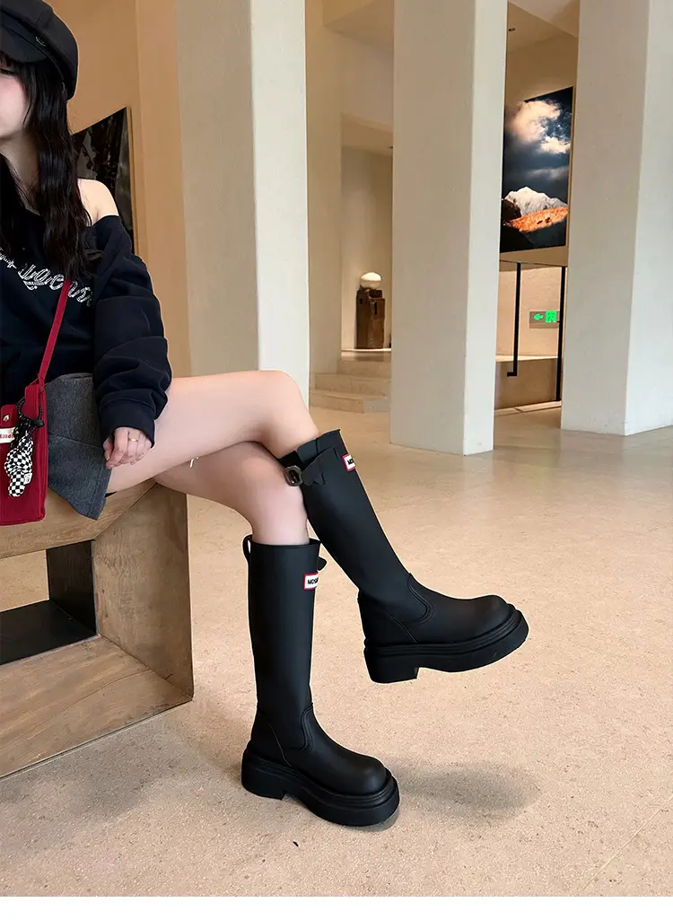 Women's red high boots for camping — chobi 12
