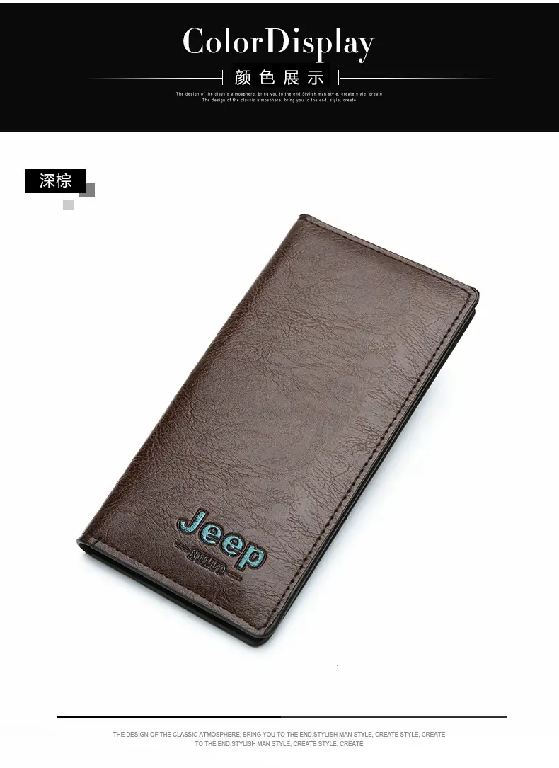 (Cross-border trading), jeep, men's long wallet, card holder, retro solid color bag — chobi 8