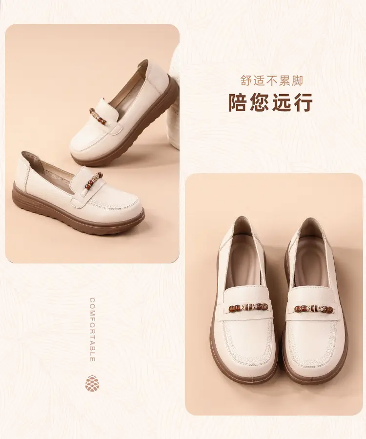 Loafers made of soft leather platform, retro “mom shoes”, shoes flat, Collection Year 2026, soft sole, easy to put on — chobi 12