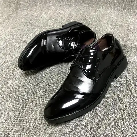 Trend men's demi-season black casual footwear pointed-toe English style, wedding shoes, trend of season, height increasing — chobi 6