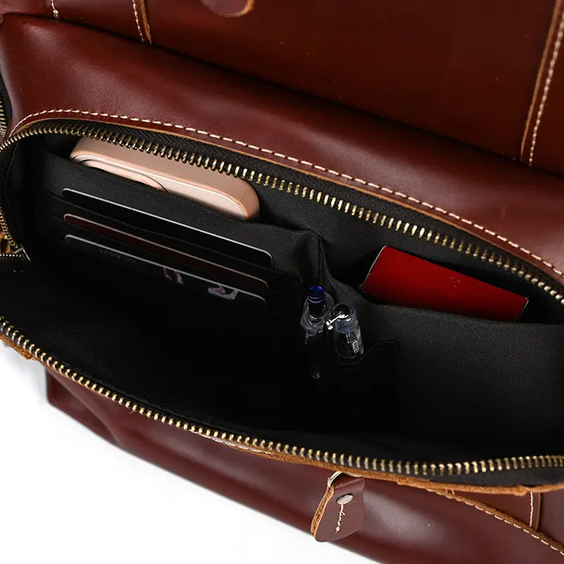 Leather backpack, men's capacious travel bag, one-shoulder bag — chobi 37