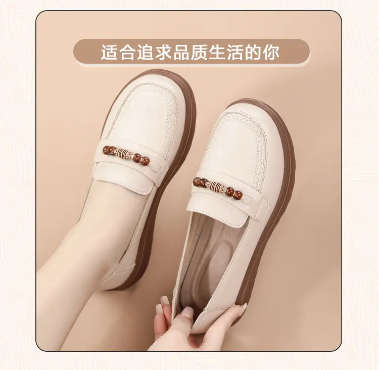Loafers made of soft leather platform, retro “mom shoes”, shoes flat, Collection Year 2026, soft sole, easy to put on — chobi 3
