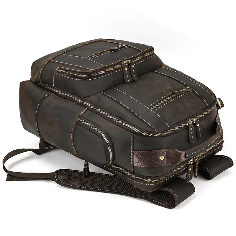 Leather backpack, men's capacious travel bag, one-shoulder bag — chobi 18