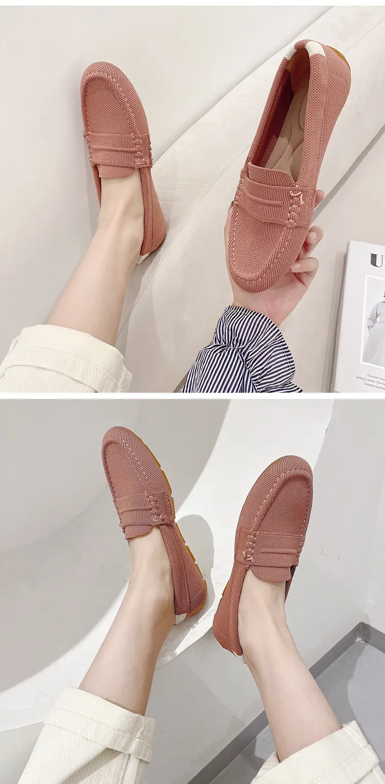 (Cross-border trading), knitted woven shoes, casual loafers, Collection Year 2025, round toe, non-slip sole — chobi 23