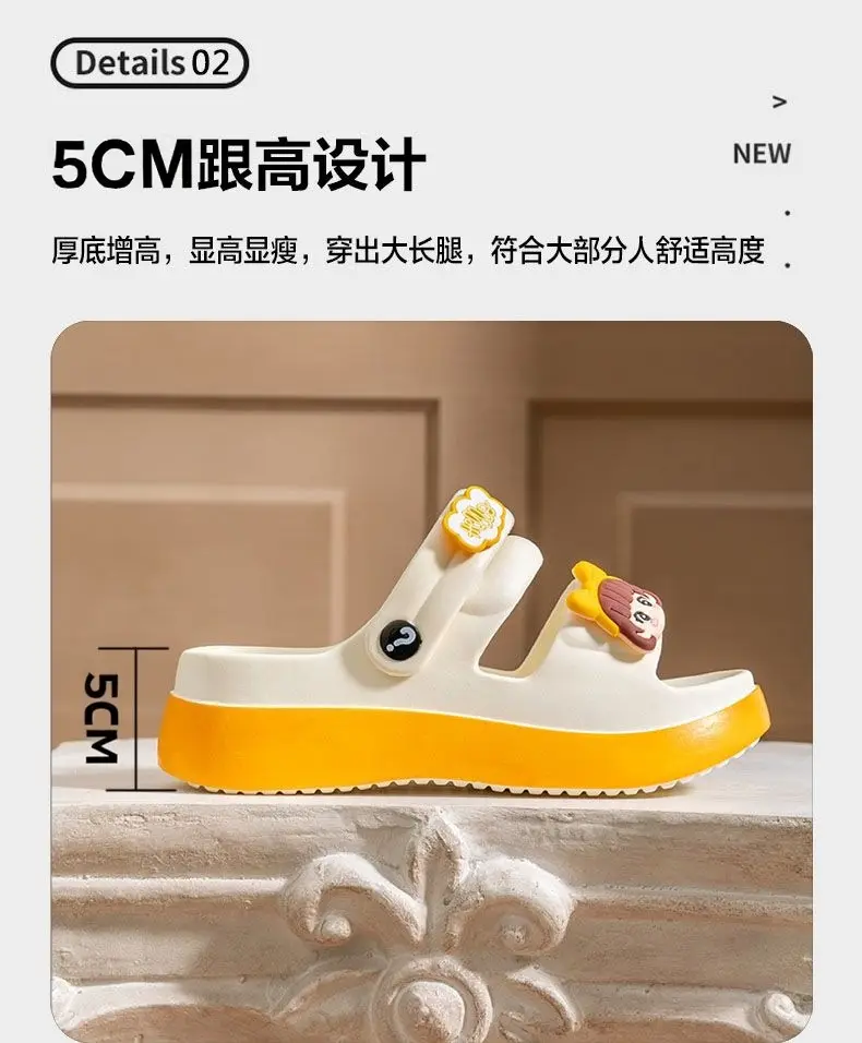 Cartoon sandals platform, non-slip beach footwear for students, slippers, family style, suitable for outdoor wear, can be worn in two ways — chobi 9