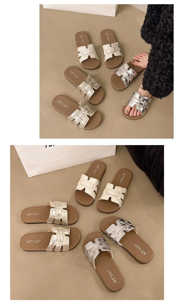 Retro summer women's slippers to go out, casual sandals flat, mule, high-quality style, internet celebrity — chobi 12