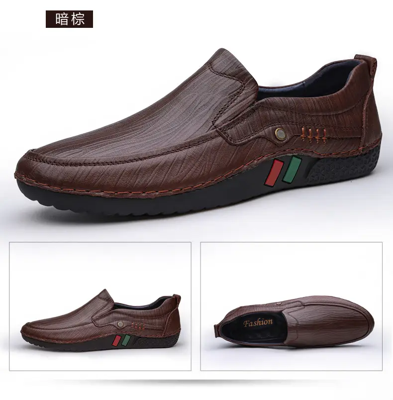 Men's autumn casual leather shoes platform, loafers, plus size, soft sole, cowhide — chobi 28