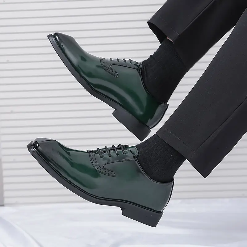 (Cross-border trading), men's glossy green shoes English style, British style, Korean style — chobi 5