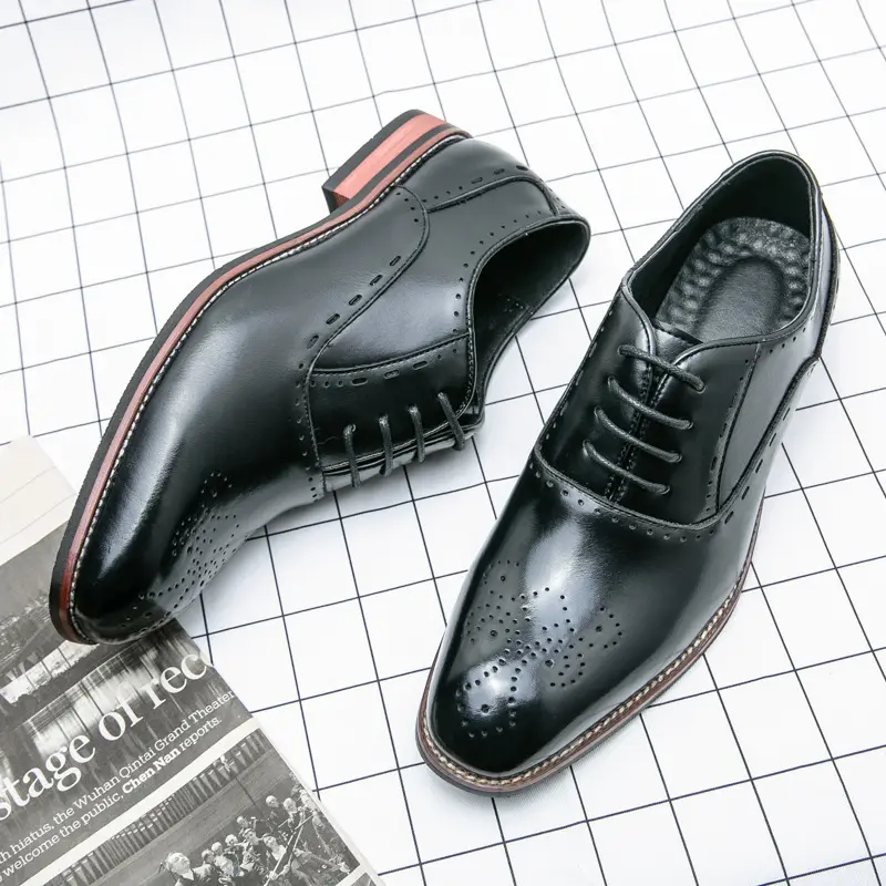 Men's classic suit jacket pointed-toe, wedding shoes platform, Korean style — chobi 5
