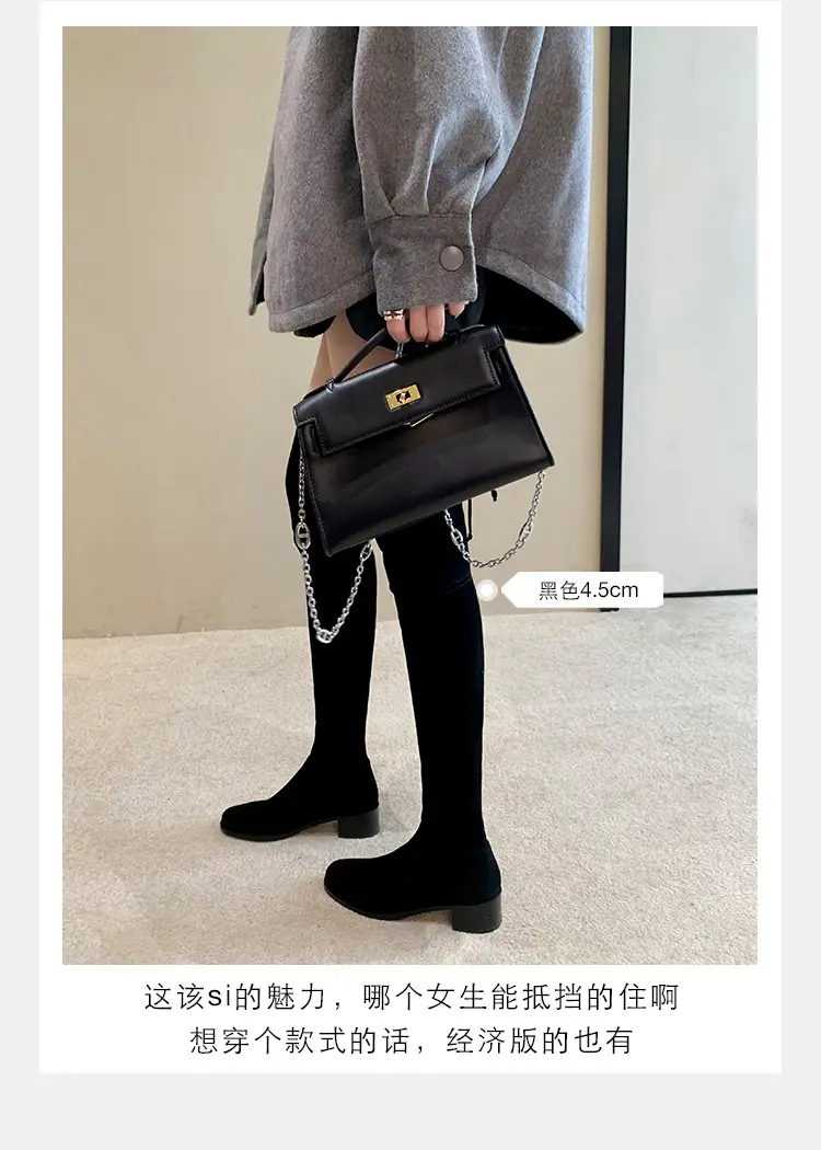 Elastic high boots flat, Collection Year 2024, wide stable heel, round toe, visually slimming — chobi 30
