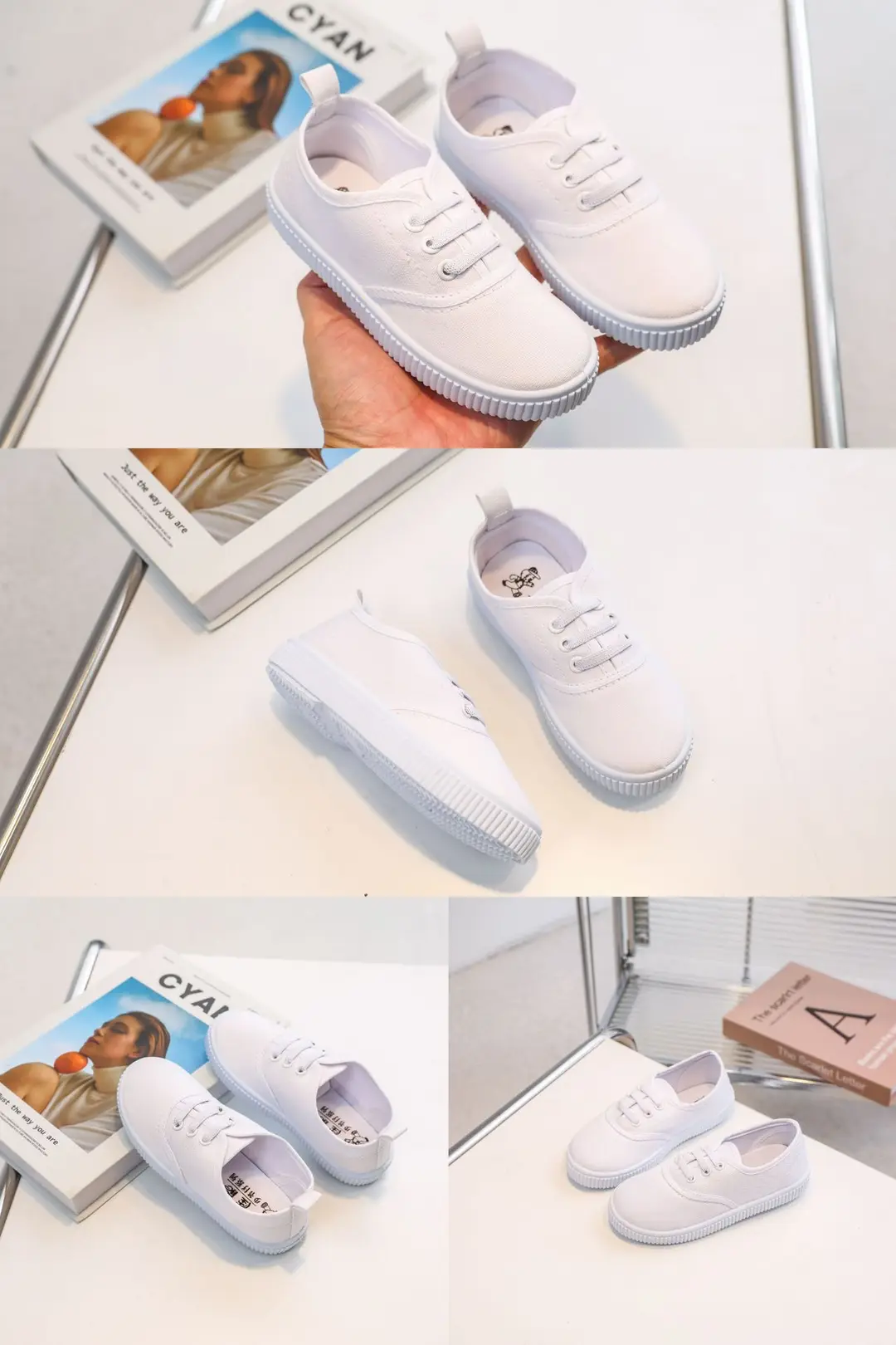 (Wholesale), children's white sneakers for boys, espadrilles with velcro for students for early age — chobi 14