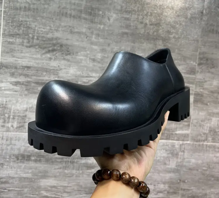 European station Paris big-headed derby shoes for men with high height and one foot pedal of lazy shoes celebrity catwalk style shoes — chobi 6