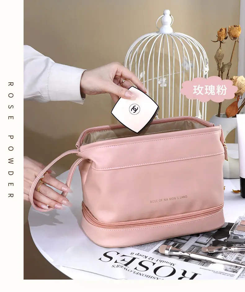 Cosmetic bag, handheld polyurethane capacious shoulder bag for traveling, high quality organizer bag, high-end — chobi 10