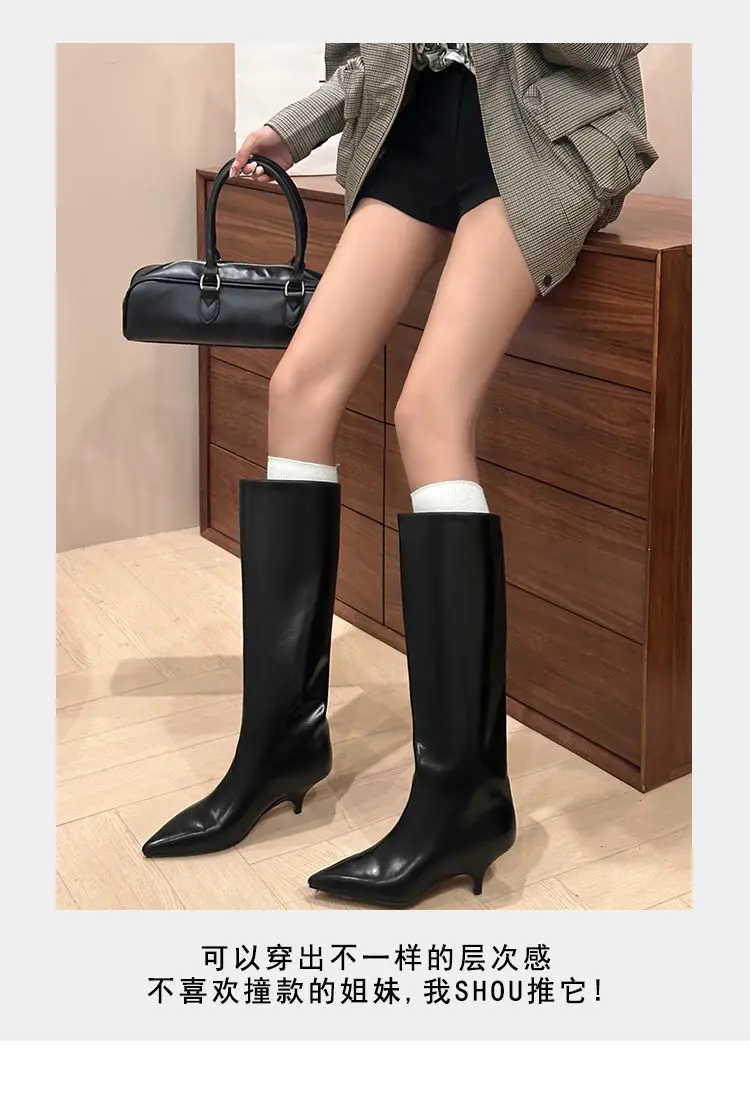 Demi-season fashionable universal high boots pointed-toe, 2026 years, suitable for outdoor wear, western style — chobi 6
